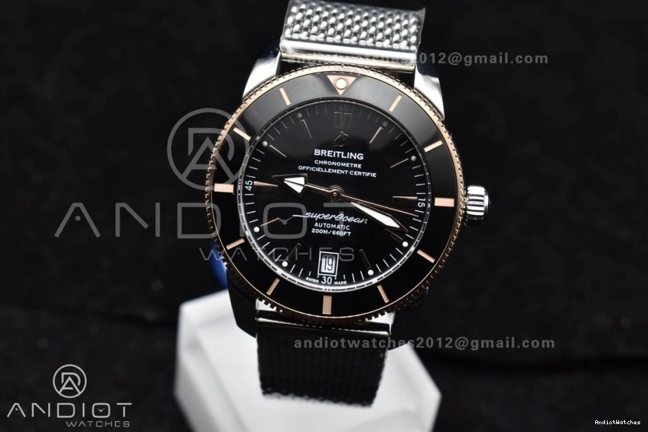 1173 Bezel on Heritage Durable Bracelet BLSF Black 42mm RG and Black A II Bezel SS Dial SuperOcean Ceramic Rubber 0926